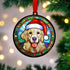 Golden Retriever in Santa Hat Suncatcher Decoration